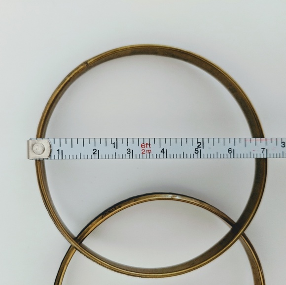 3 Brass and Green Snake Skin Bangles - Picture 3 of 5